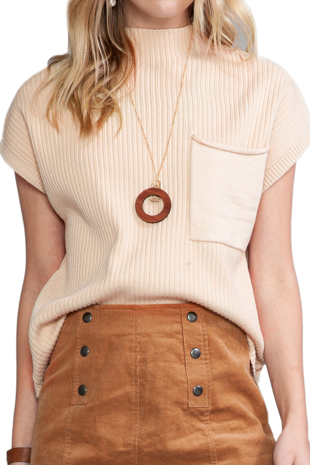 Pink Knit Sweater Short Sleeve