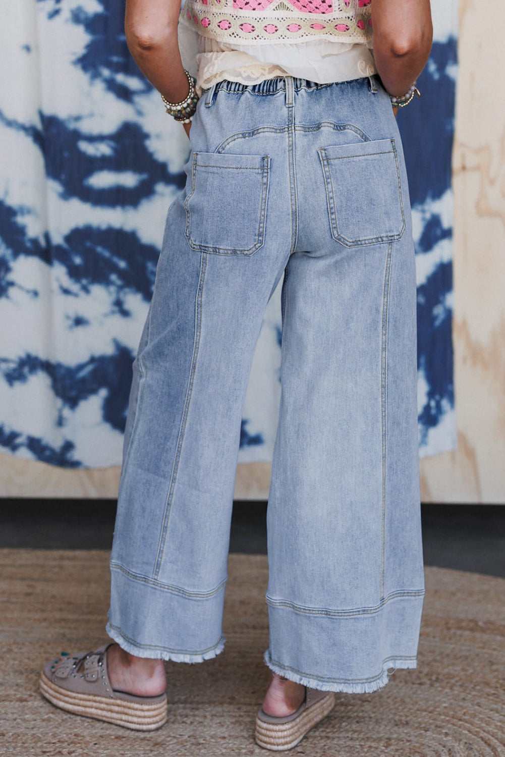 Drawstring Wide-Leg Jeans