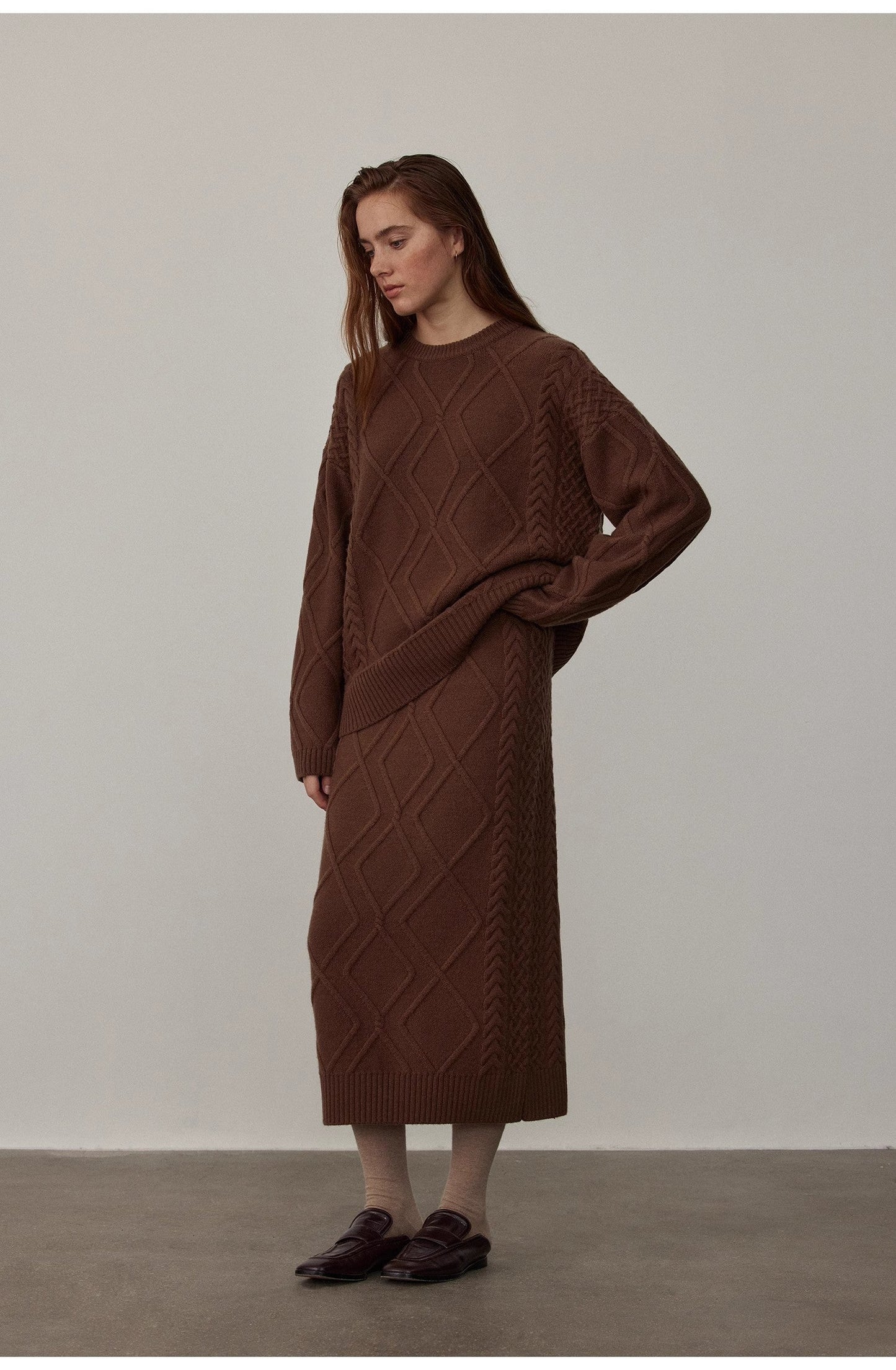 Firelady Fur Australian Merino Wool Cable Knit Skirt-1