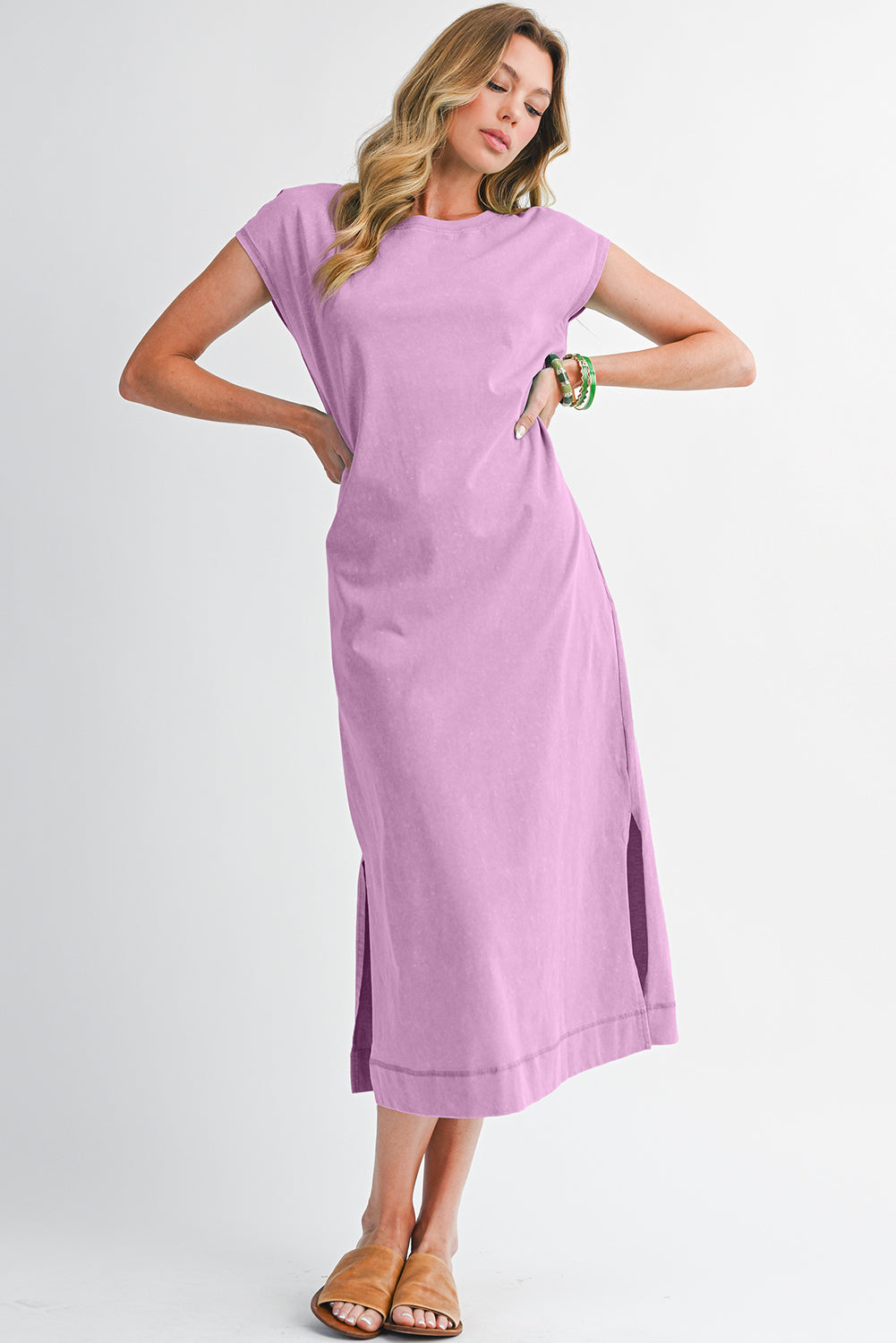 Everyday Cotton Slit Midi Dress