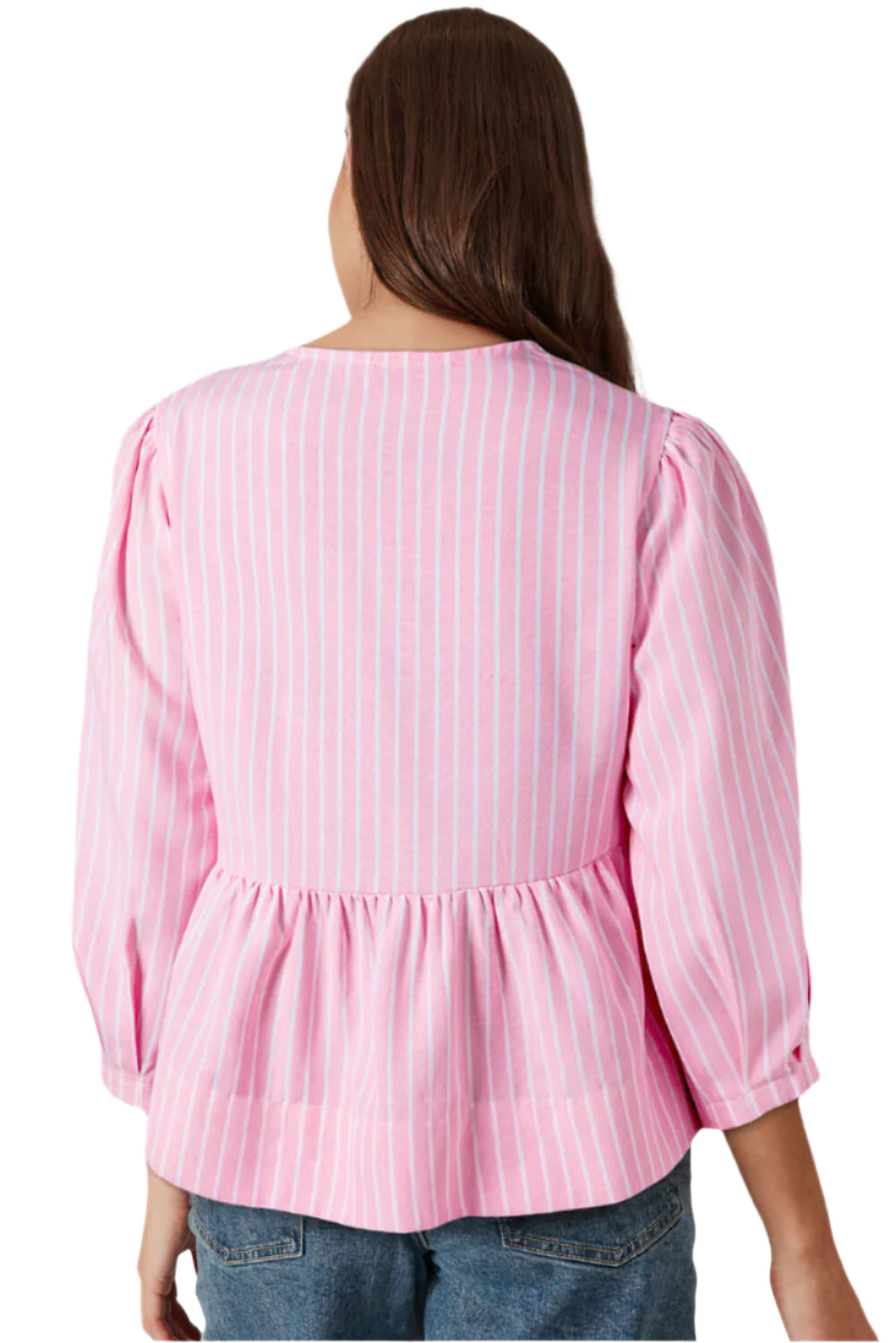 Pink Striped Bow Tie Blouse - Catherine Martin