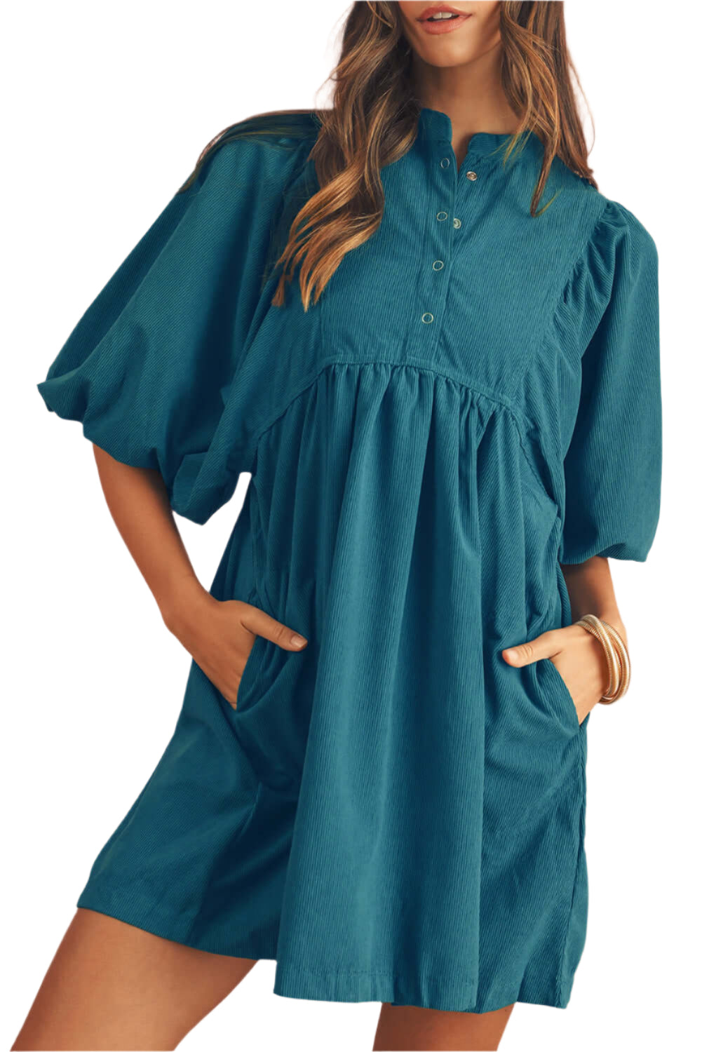 Blue Babydoll Dress Short Sleeve - Catherine Martin