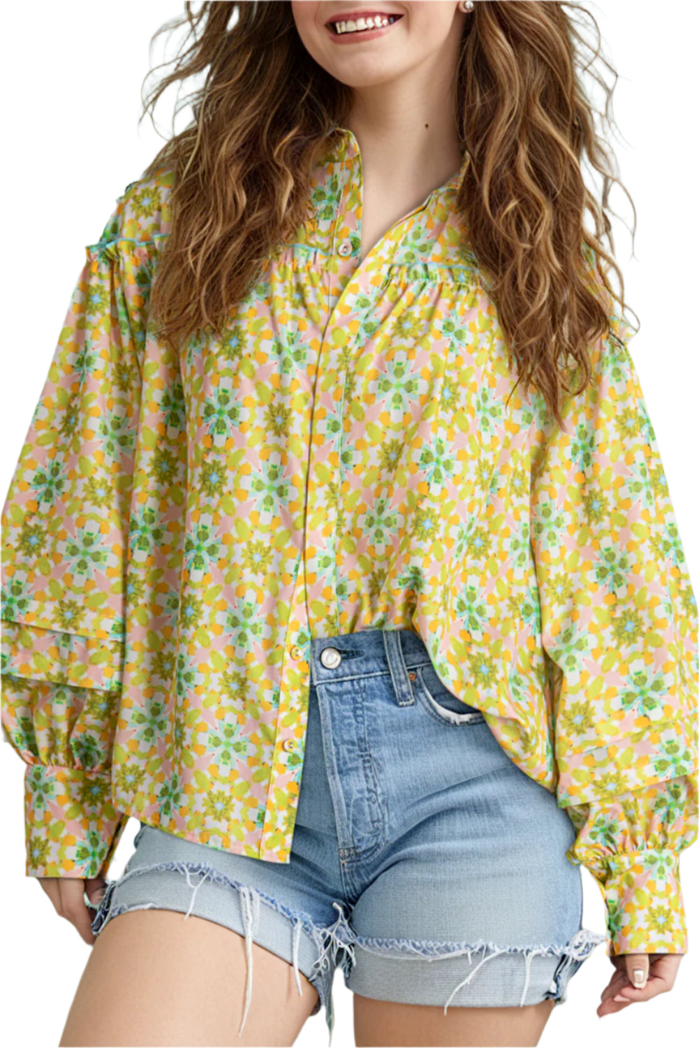 Green and Yellow Floral Blouse - Catherine Martin