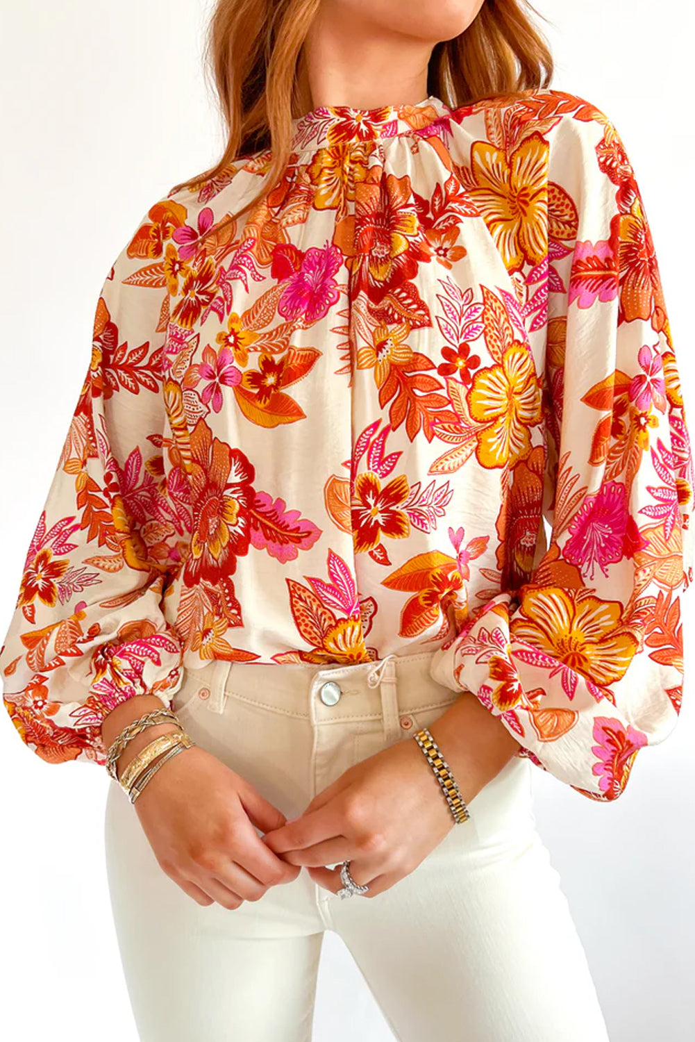 Orange Floral Blouse Long Sleeve - Catherine Martin