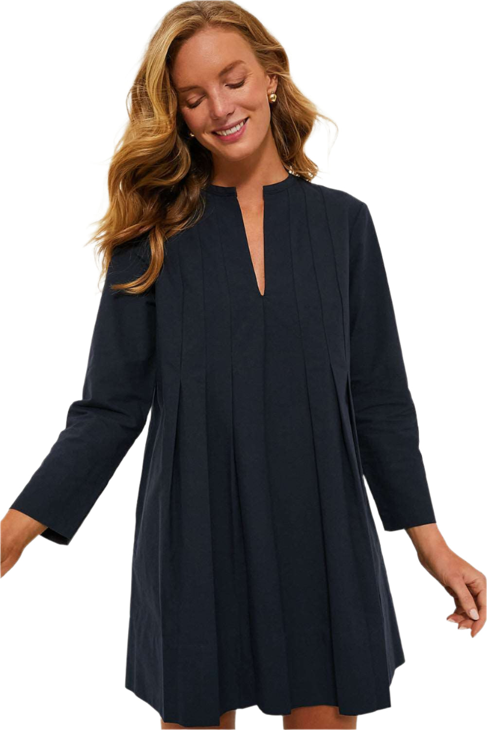 Dark Blue Pleated Short Dress - Catherine Martin