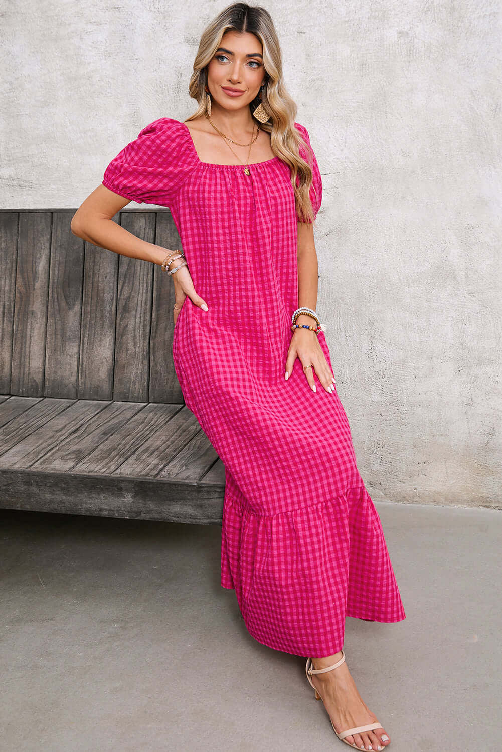 Rosie Gingham Puff Sleeve Maxi Dress - Catherine Martin