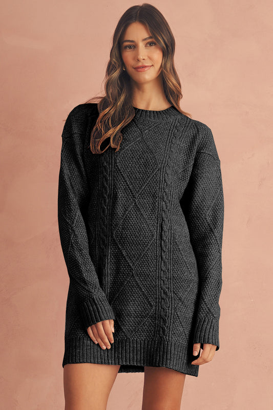 Women's Black Cable Knit Jumper Dress - Catherine Martin.