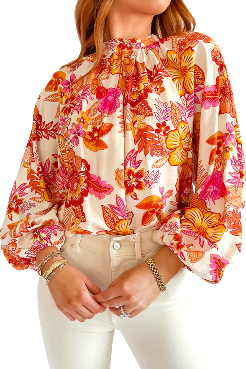 Orange Floral Blouse Long Sleeve - Catherine Martin