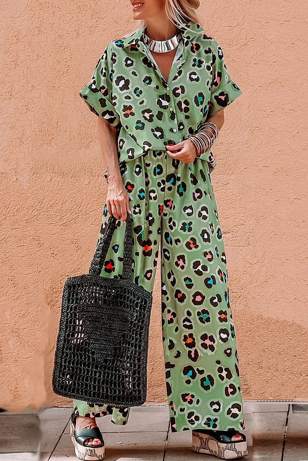 Women's Green Leopard Print Matching Set - Catherine Martin