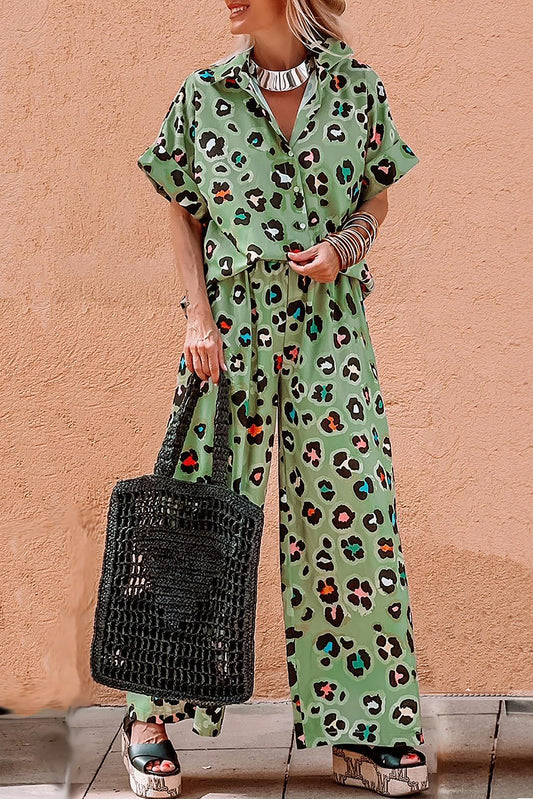 Women's Green Leopard Print Matching Set - Catherine Martin
