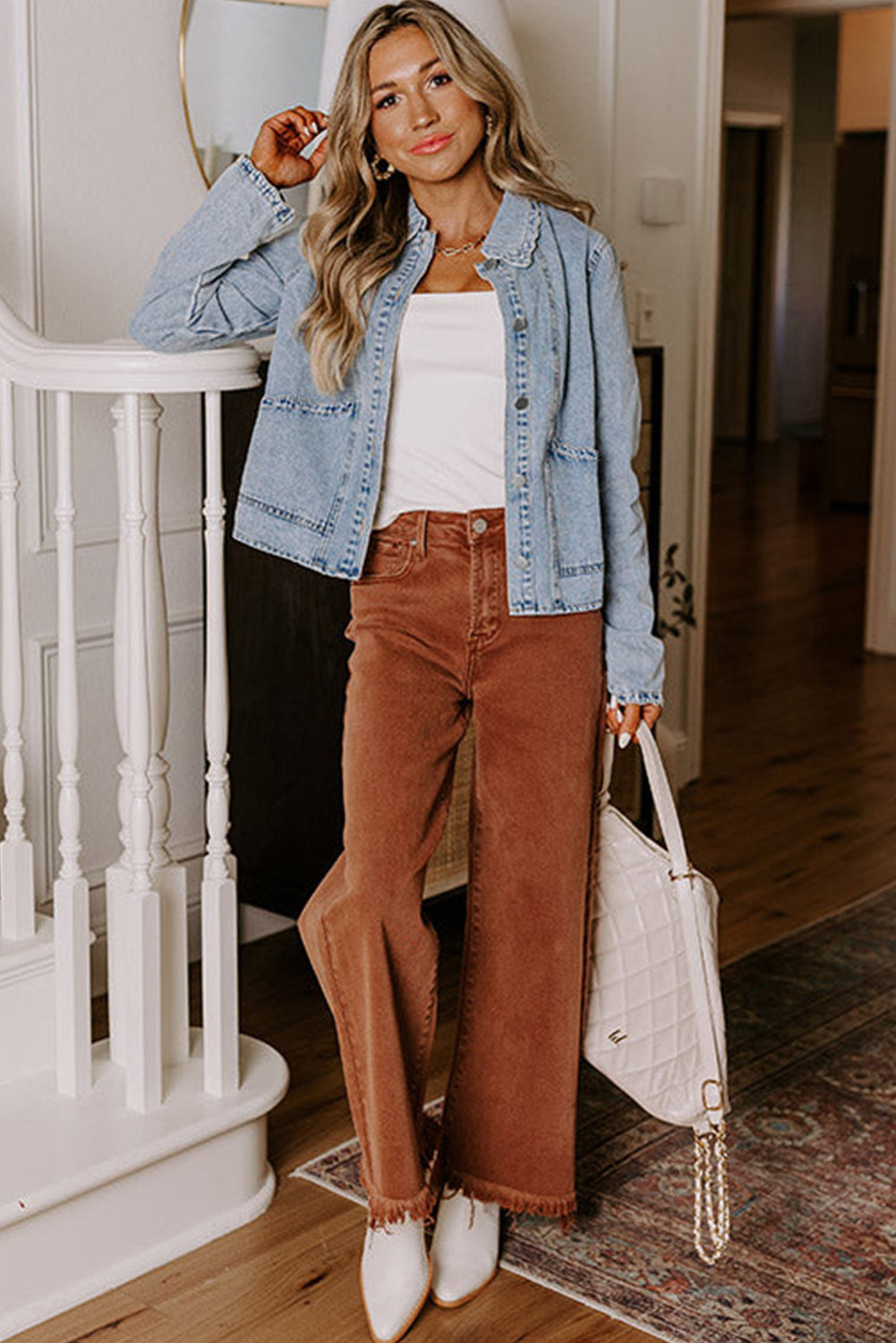 Scallop Neck Denim Jacket