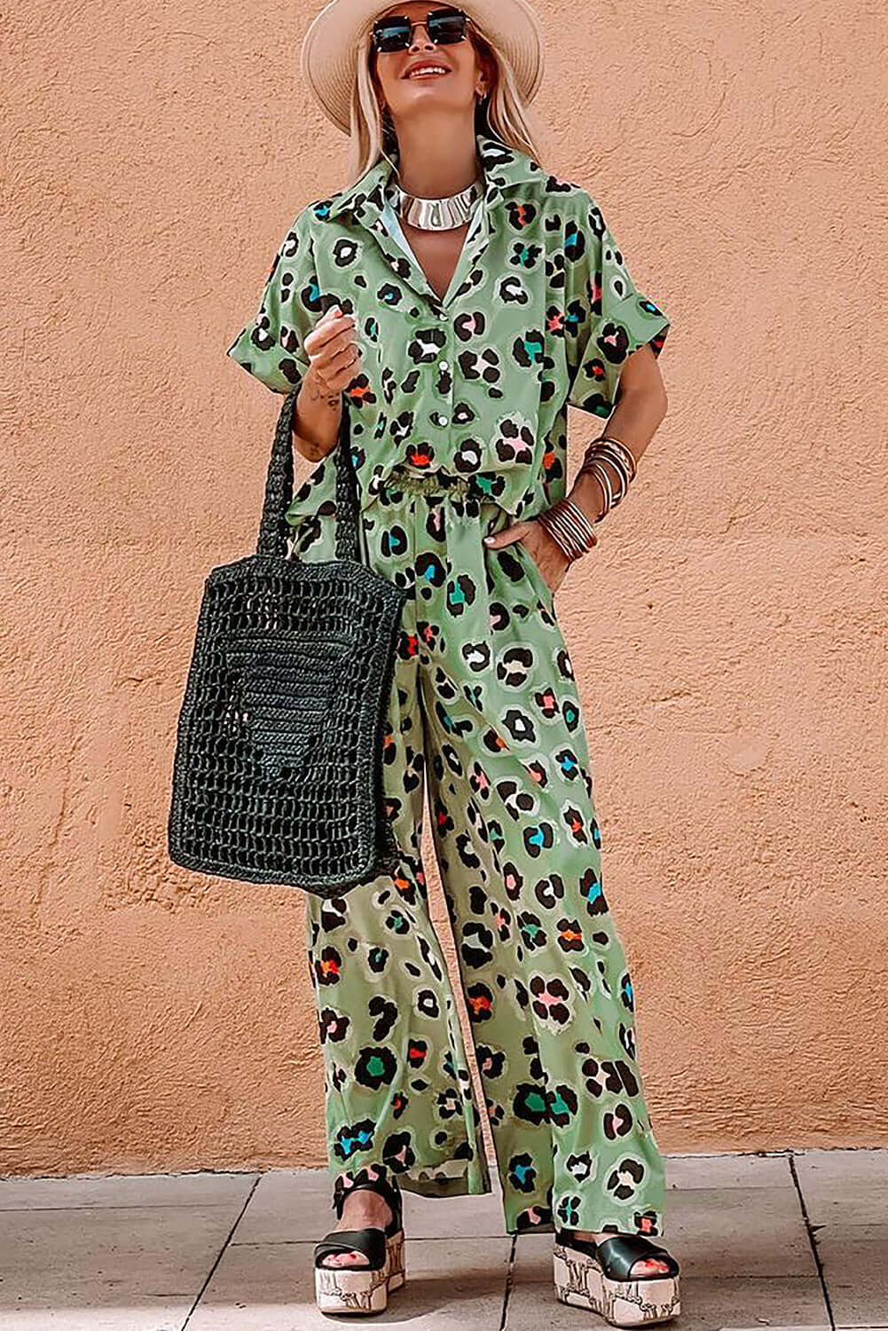 Women's Green Leopard Print Matching Set - Catherine Martin