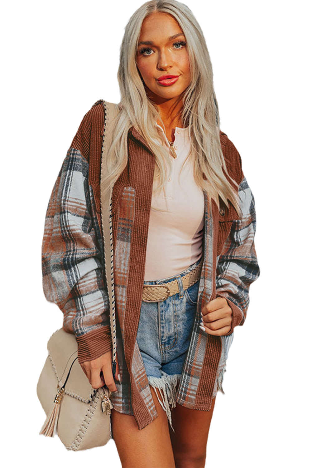 Aussie Chic Women’s Brown Plaid Corduroy Shirt