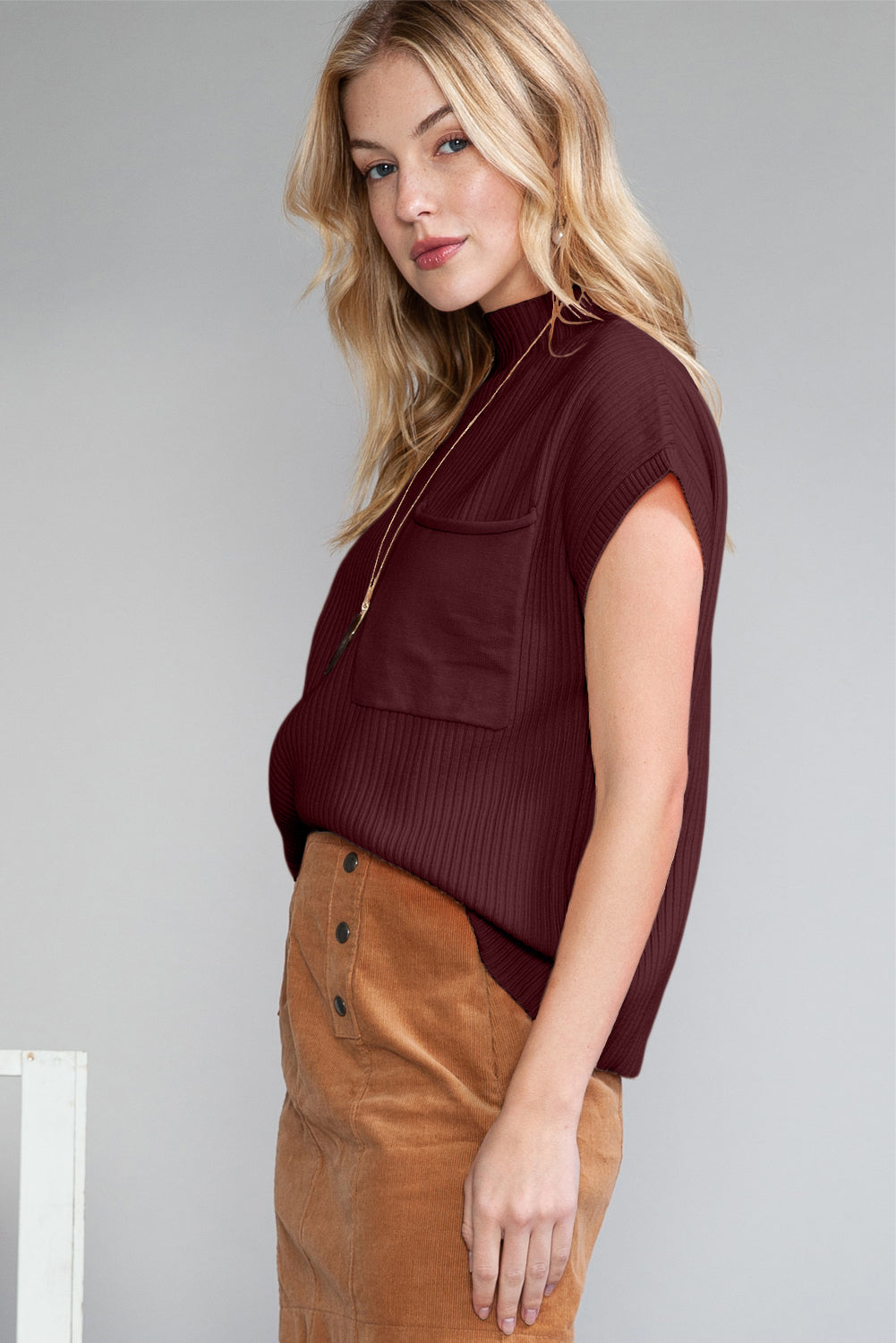 Pink Knit Sweater Short Sleeve