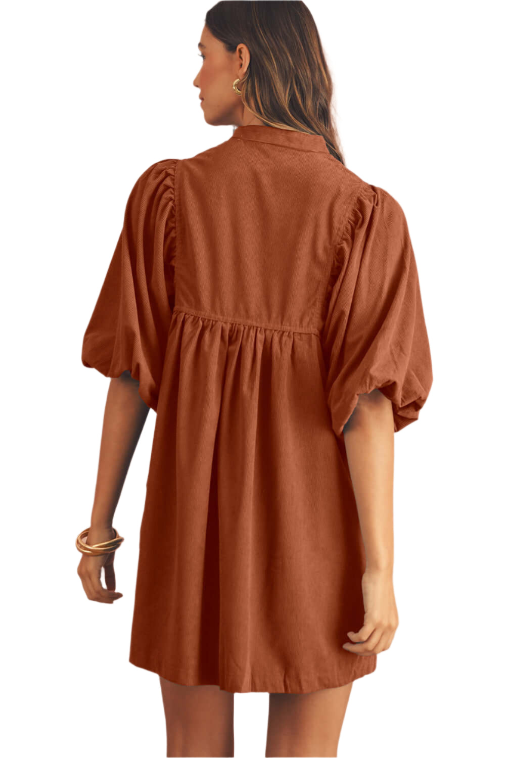 Gold Babydoll Dress Short Sleeve - Catherine Martin