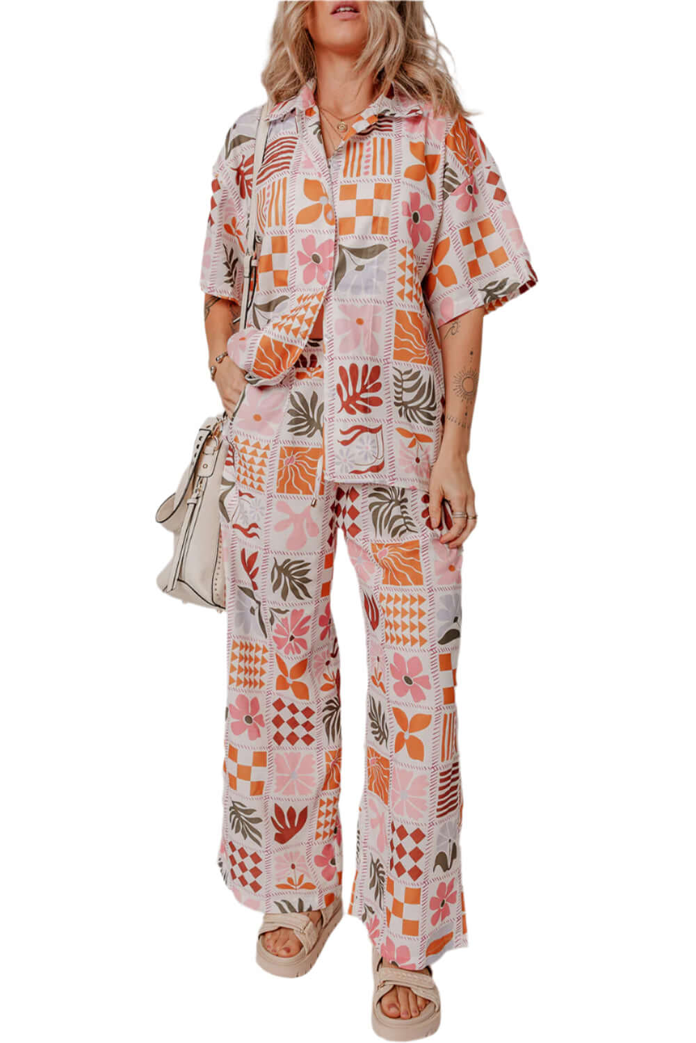 Floral Check Summer Co-ord – Soft Cotton Shirt & Pants - Catherine Martin