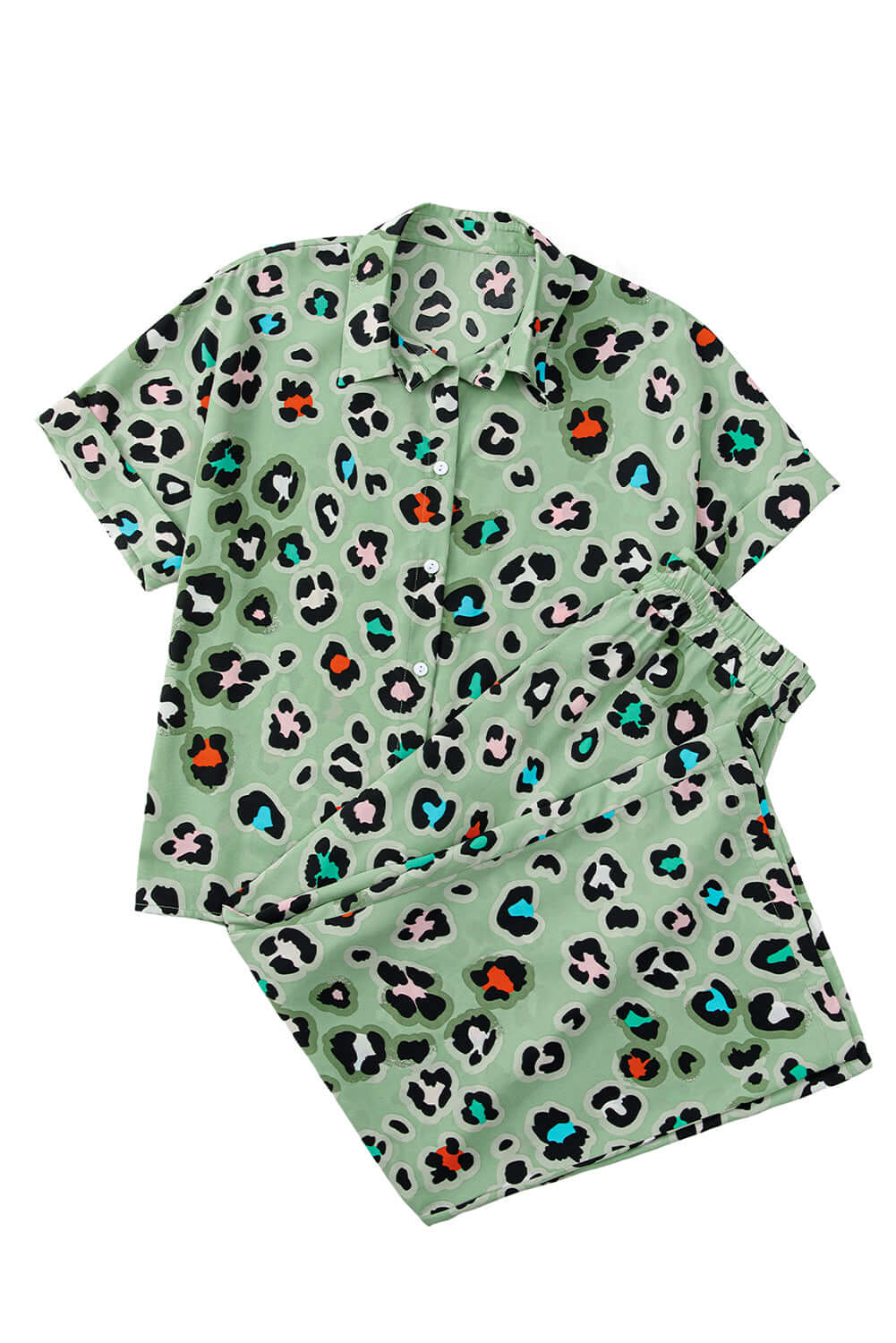 Women's Green Leopard Print Matching Set