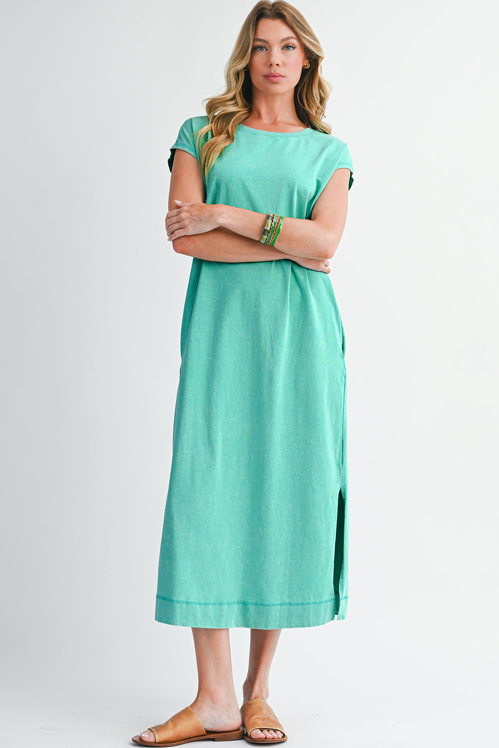 Everyday Cotton Slit Midi Dress