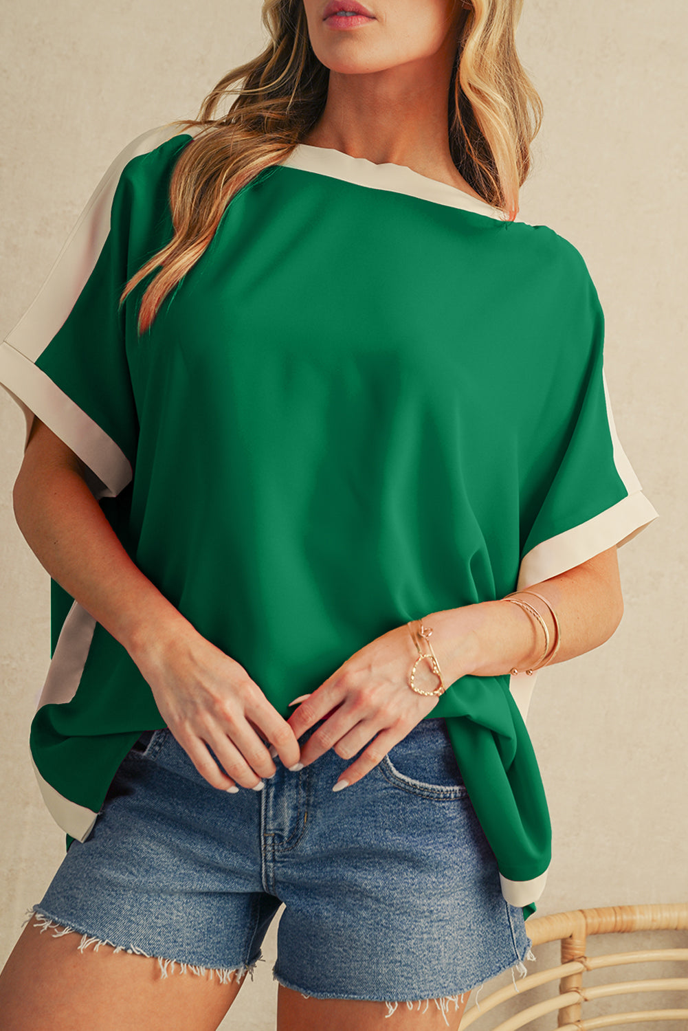 Contrast Trim Dolman Tunic