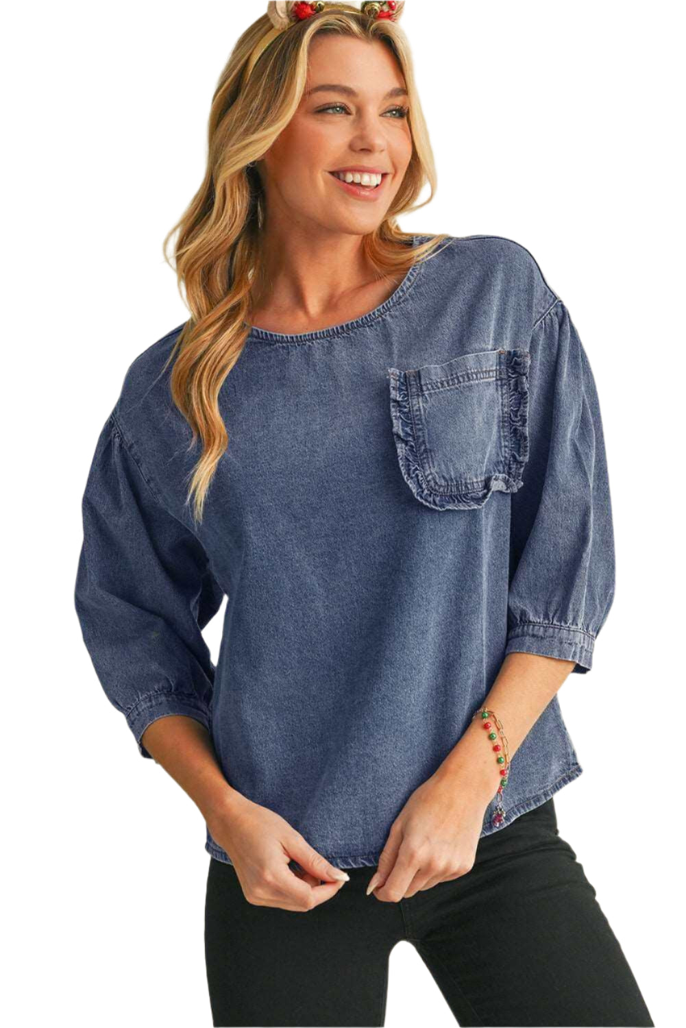 Sky Blue Pocket Denim Blouse - Catherine Martin