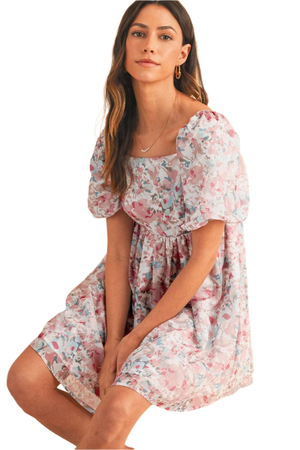 Pink Floral Ruffled Mini Dress - Catherine Martin