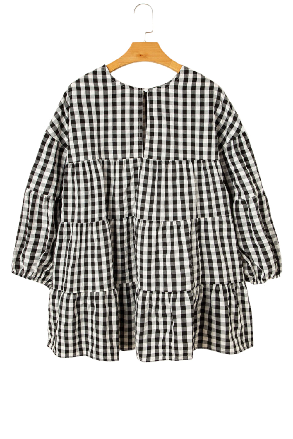 Black Plaid Tiered Oversized Blouse - Catherine Martin