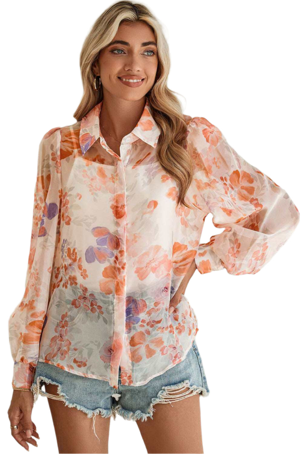 White Floral Print Loose Shirt - Catherine Martin