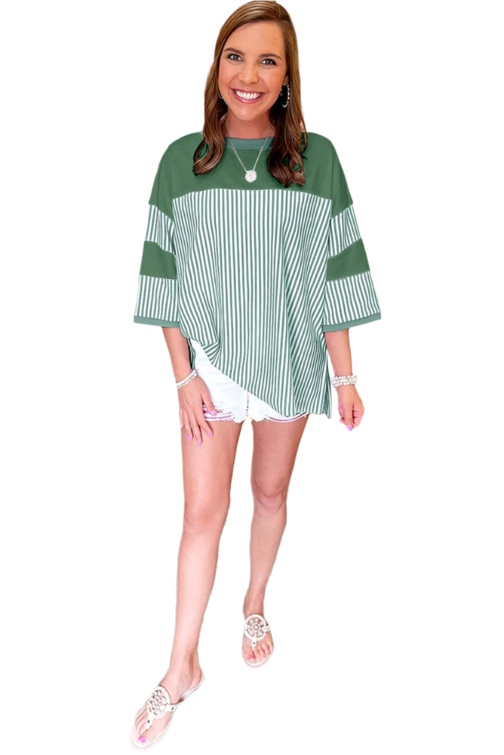 Striped Patchwork Oversized Tee - Catherine Martin