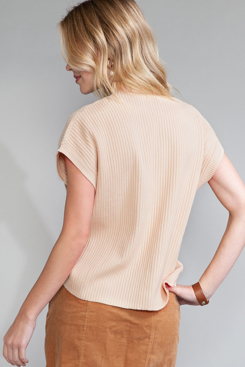Pink Knit Sweater Short Sleeve