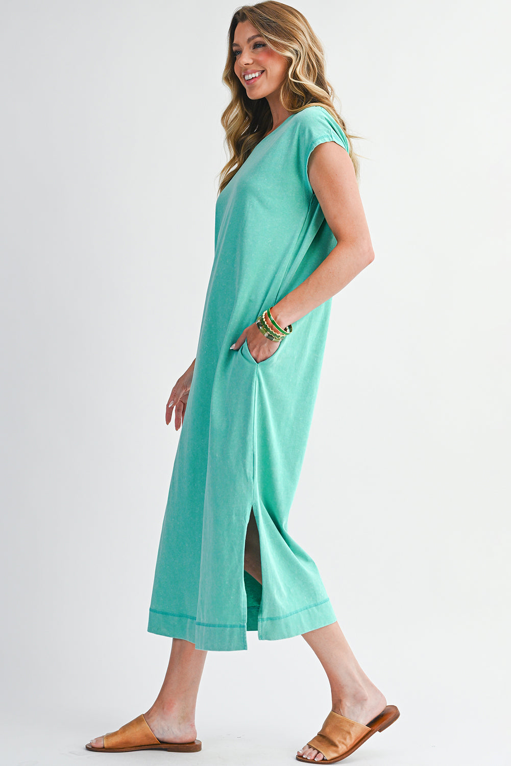 Everyday Cotton Slit Midi Dress