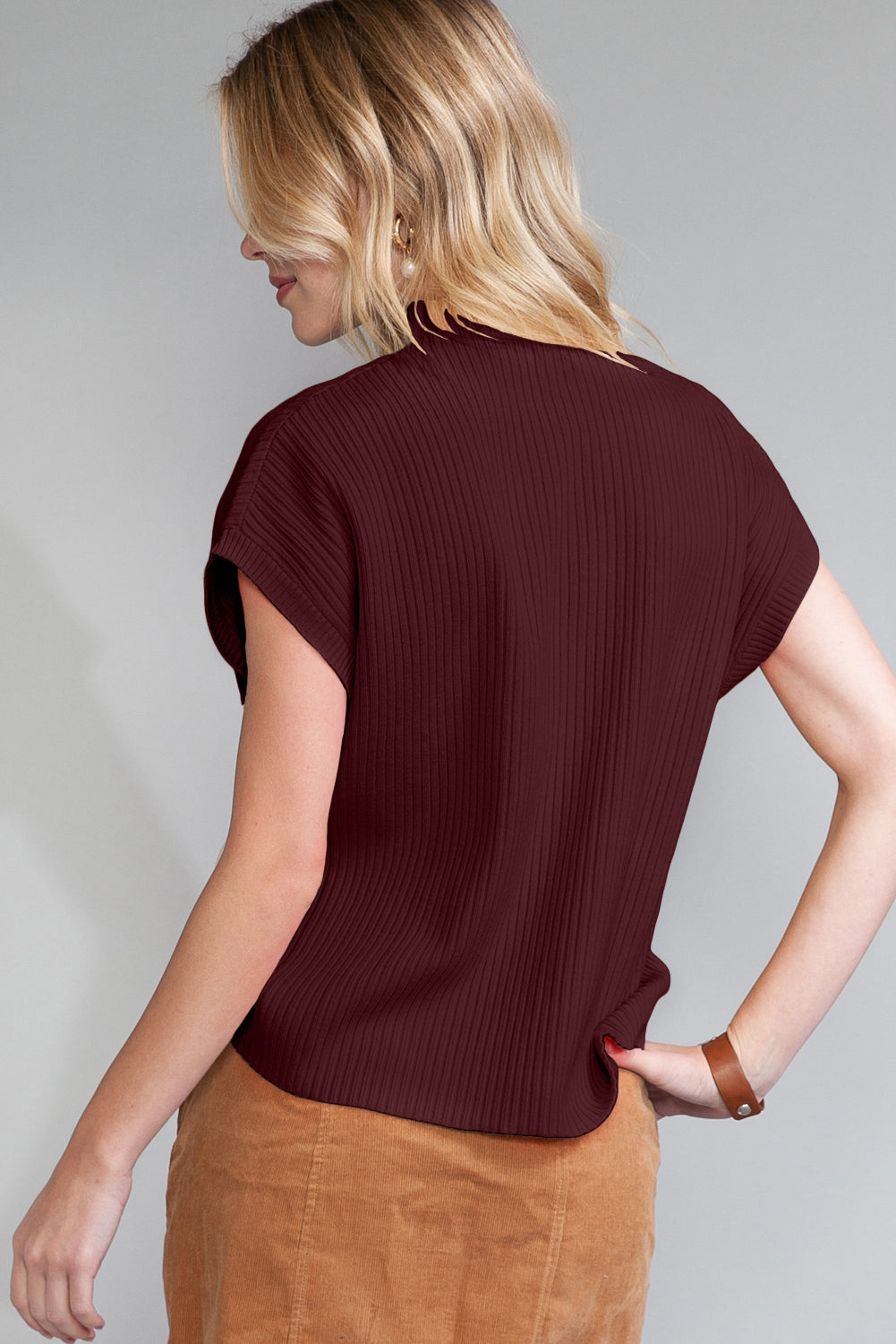 Pink Knit Sweater Short Sleeve