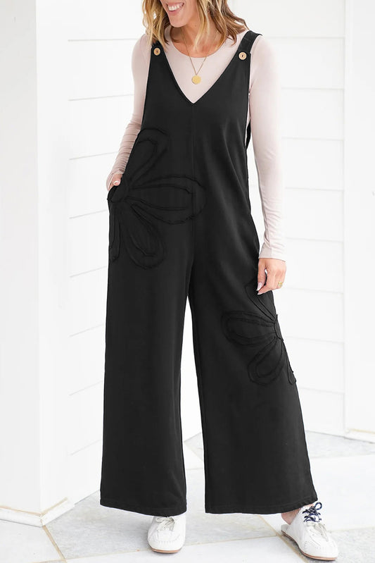 Appliqué Floral Wide-Leg Jumpsuit