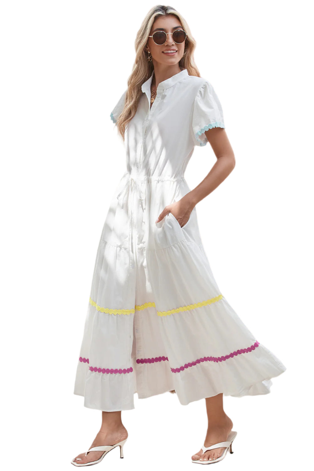 White Tiered Shirt Dress - Catherine Martin