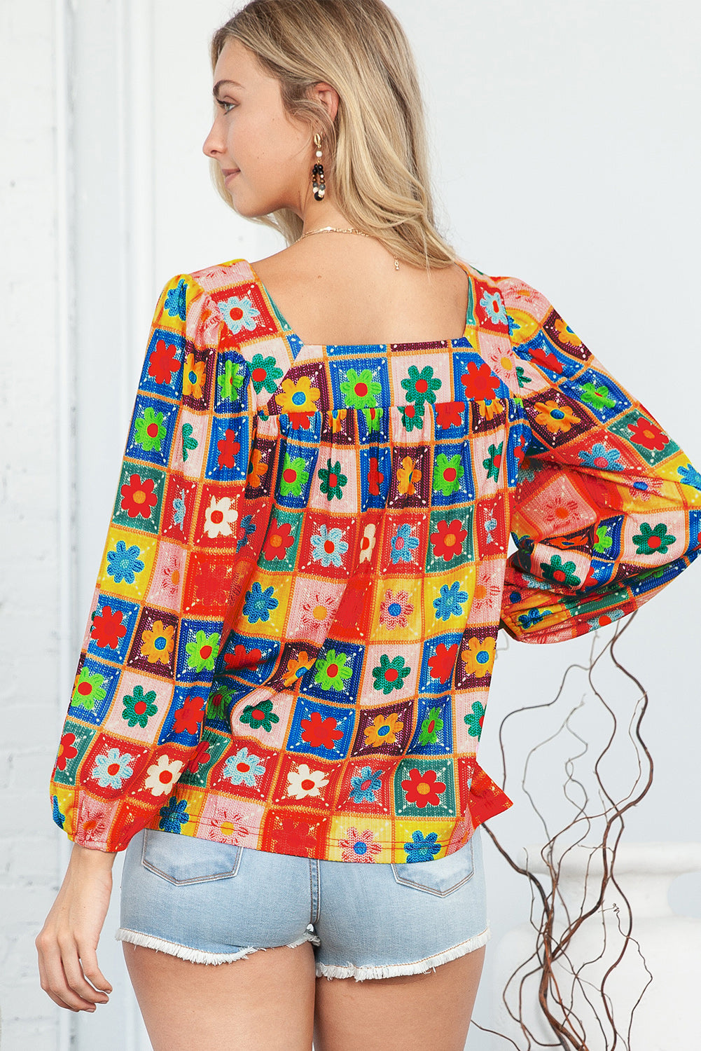 Granny Square Floral Blouse