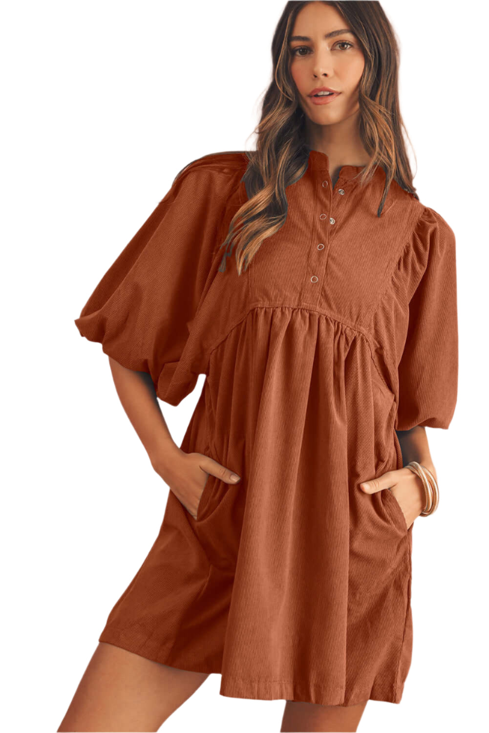 Gold Babydoll Dress Short Sleeve - Catherine Martin