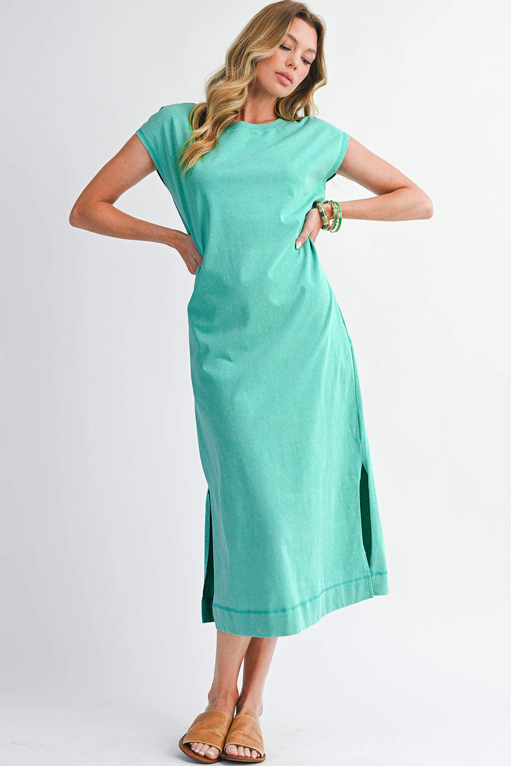 Everyday Cotton Slit Midi Dress