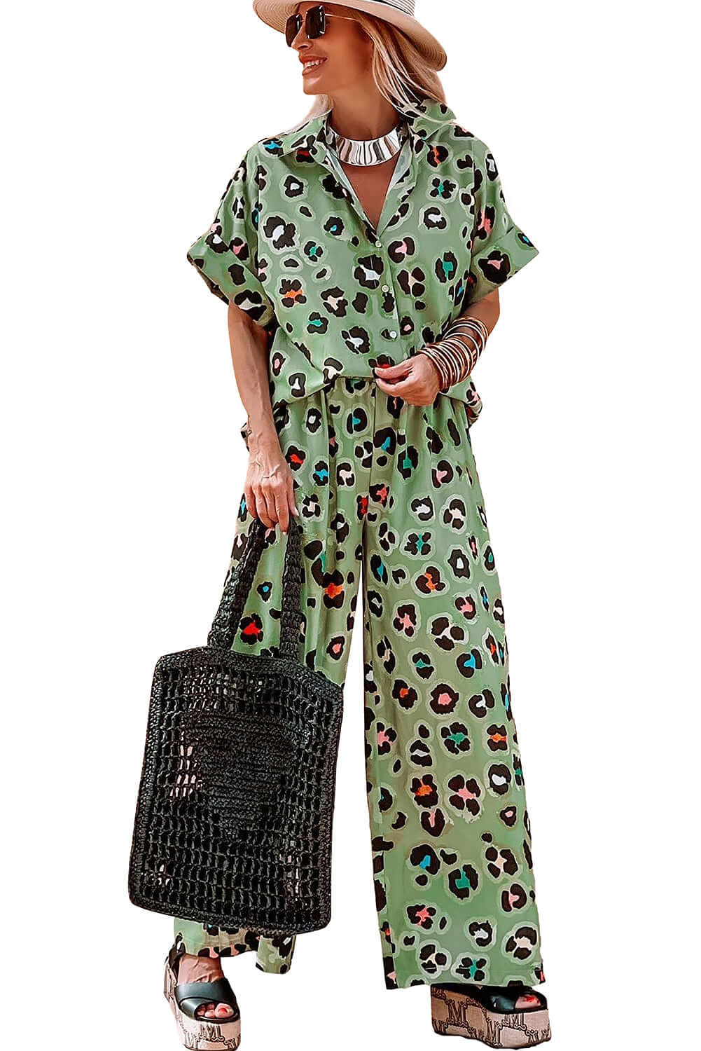 Women's Green Leopard Print Matching Set - Catherine Martin