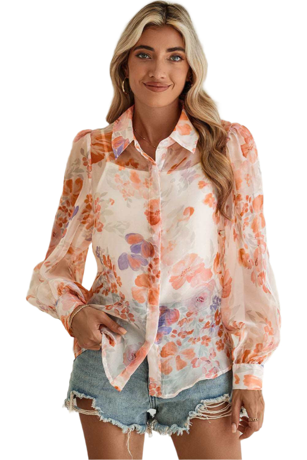 White Floral Print Loose Shirt - Catherine Martin