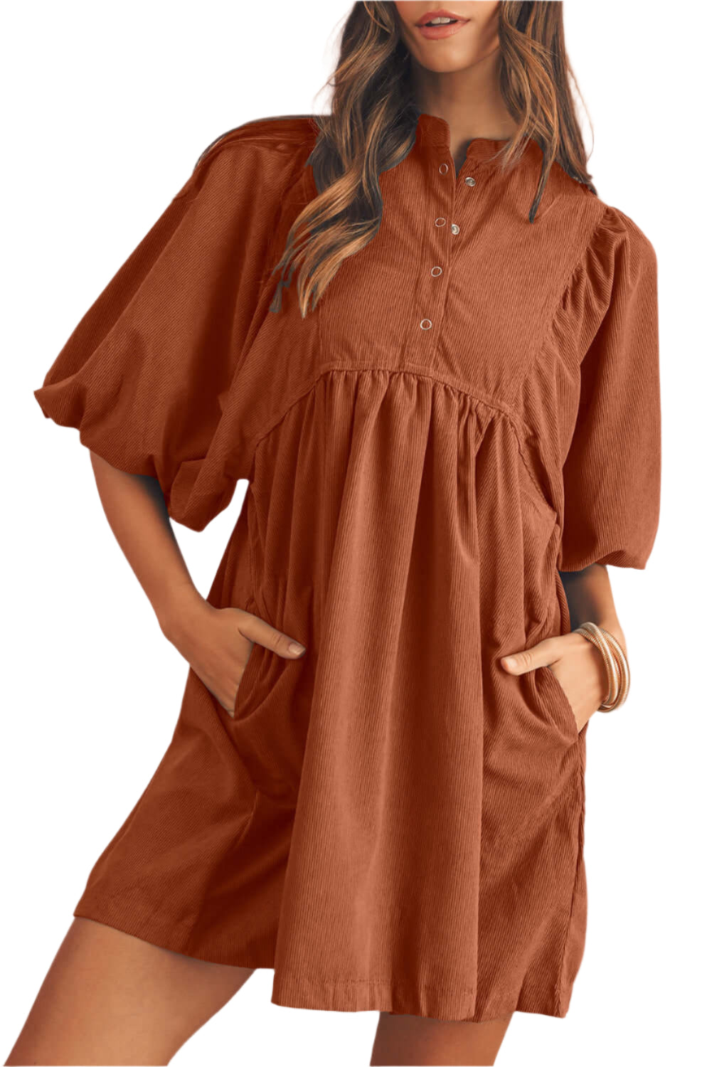 Gold Babydoll Dress Short Sleeve - Catherine Martin