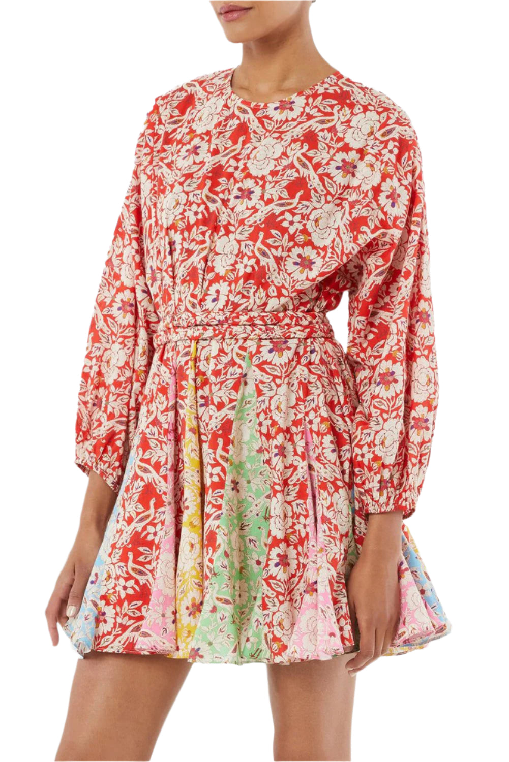 Red Floral Pleated Dress - Catherine Martin