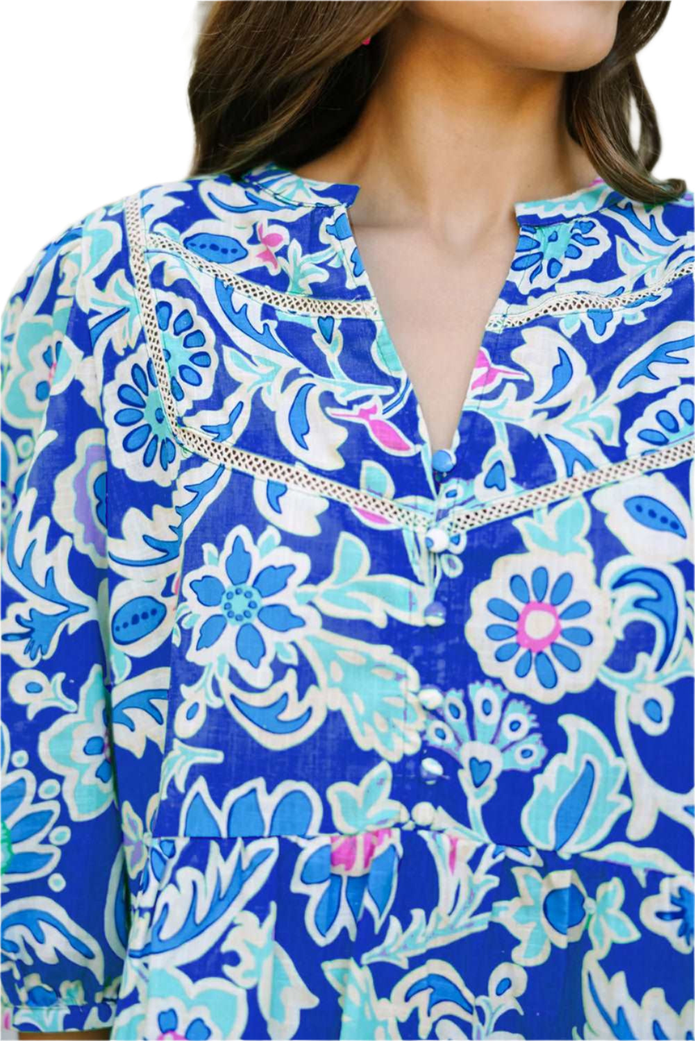 Blue Floral Peplum Blouse - Catherine Martin