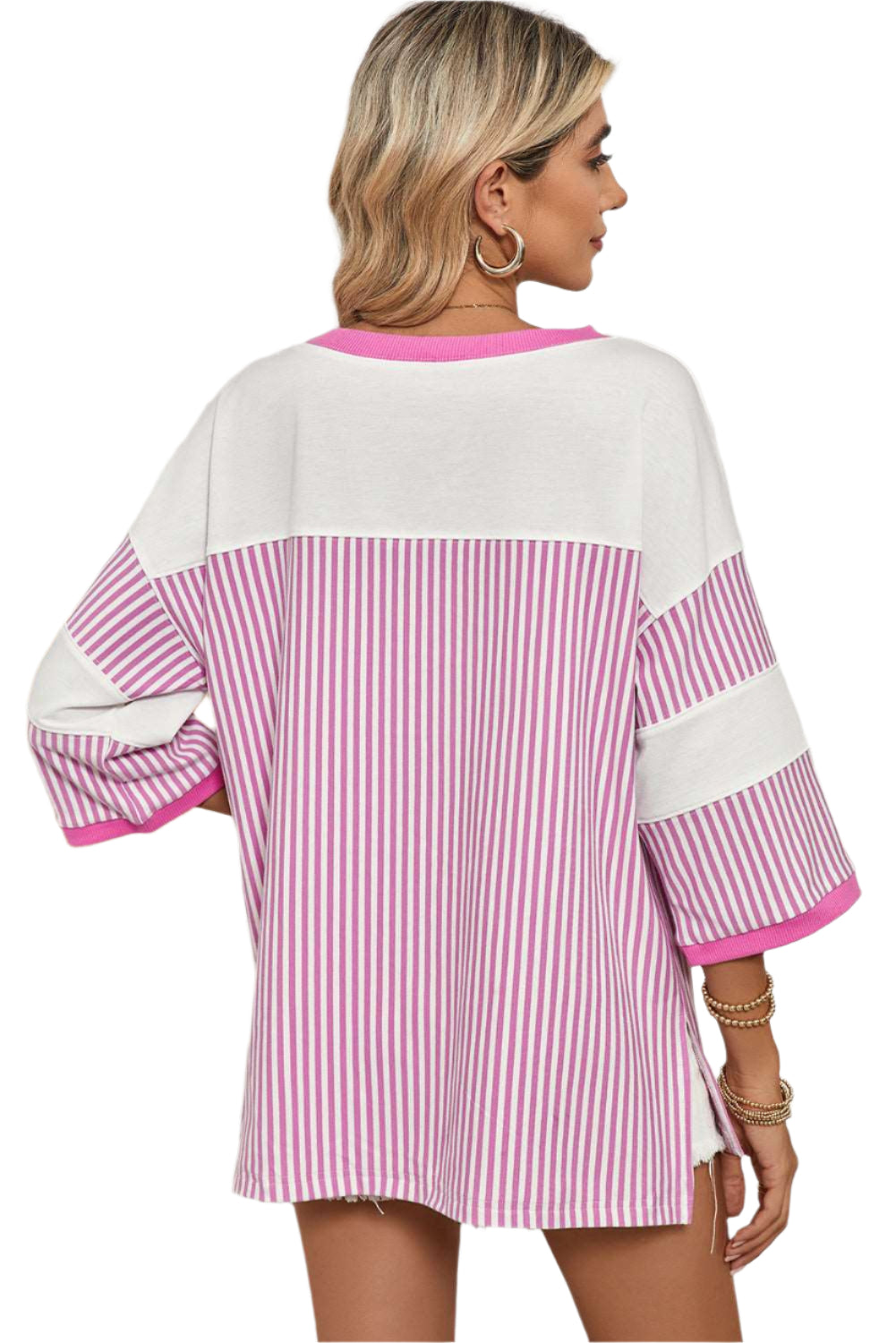 Striped Patchwork Oversized Tee - Catherine Martin