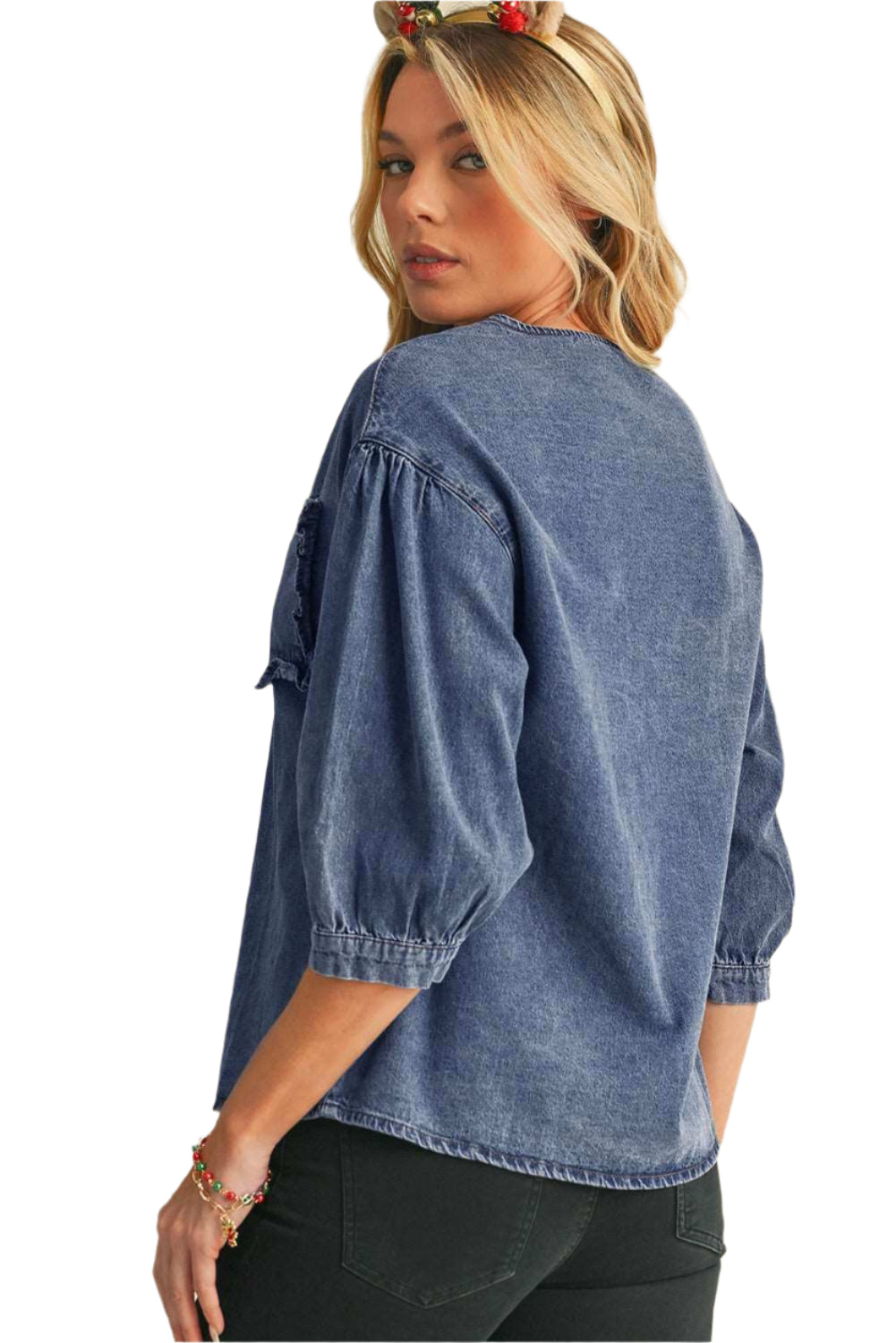 Sky Blue Pocket Denim Blouse - Catherine Martin