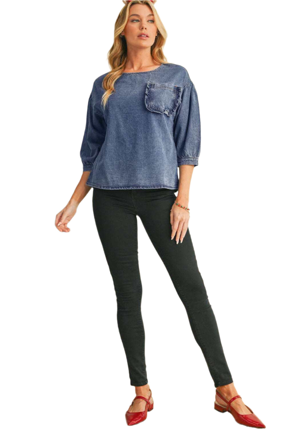 Sky Blue Pocket Denim Blouse - Catherine Martin
