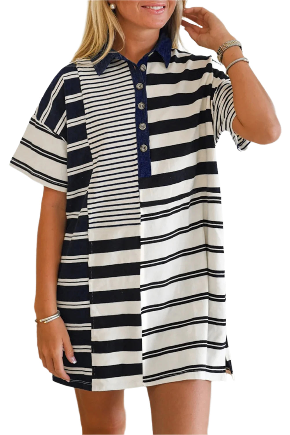 Black and White Striped Mini Dress - Catherine Martin