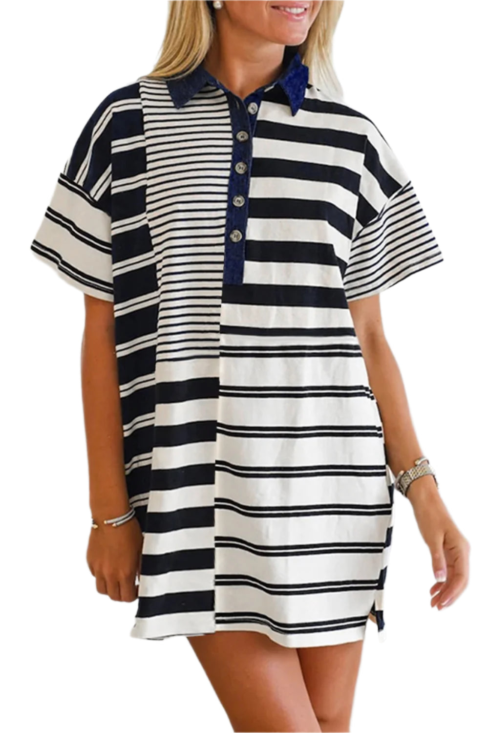 Black and White Striped Mini Dress - Catherine Martin