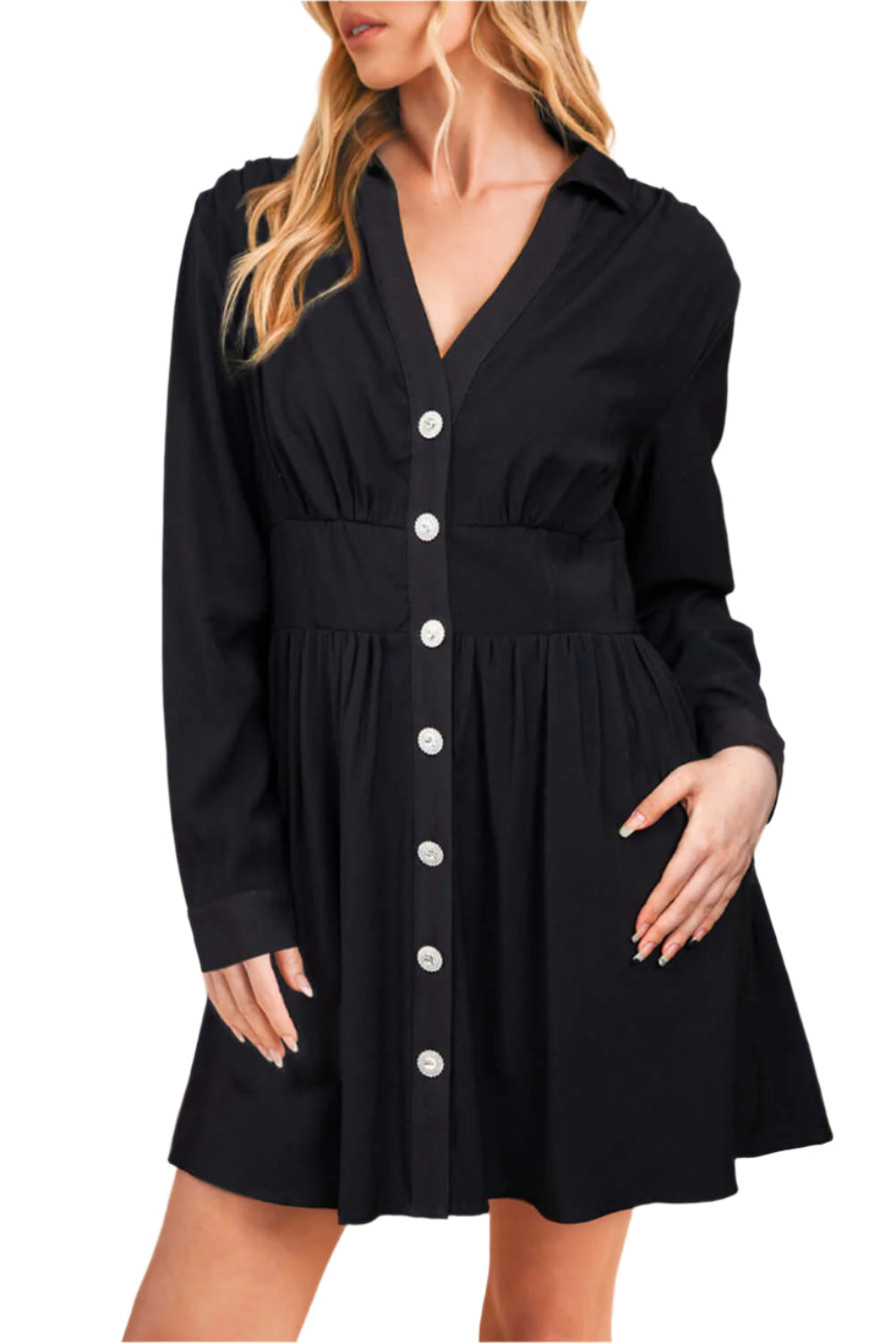 High Waist Black Mini Dress - Catherine Martin