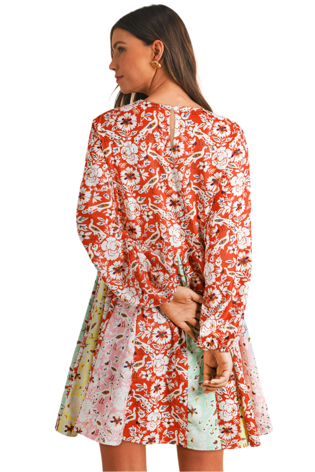 Red Floral Pleated Dress - Catherine Martin
