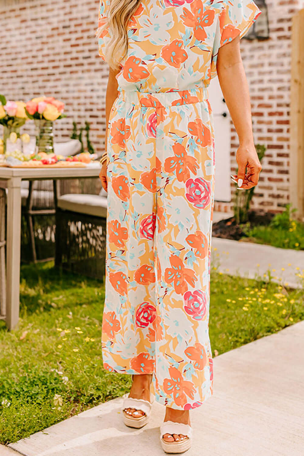 Sun-kissed floral two-piece set – vibrant & relaxed for women.