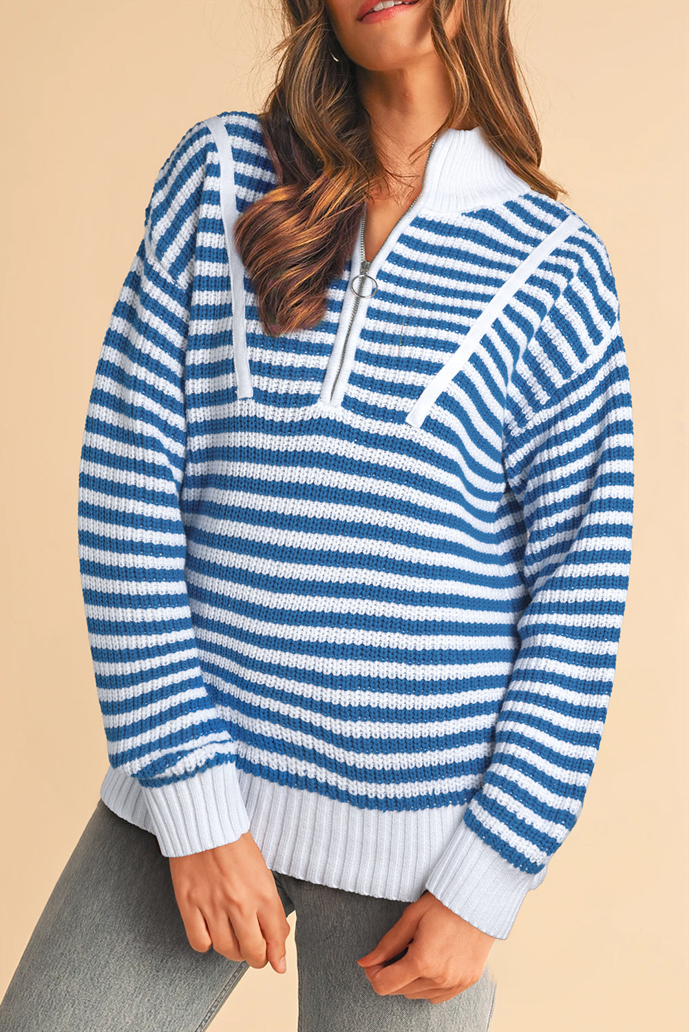 Women's Blue Striped Collar Jumper - Catherine Martin